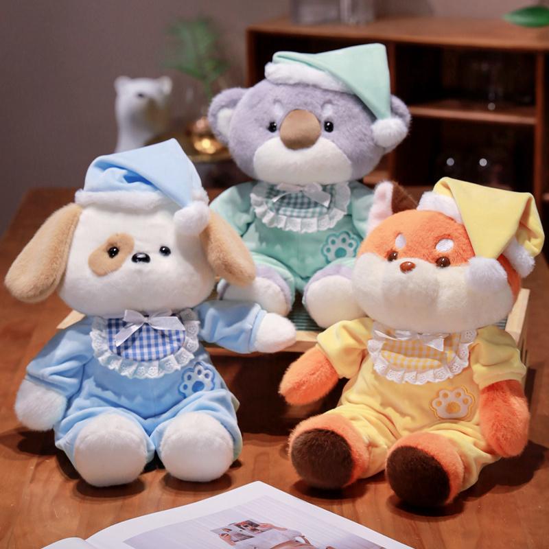 Cartoon Pajamas Dog Fox Koala Plush Toy Stuffed Soft Good Night Animal Doll Baby Kids Pillow Cushion Christmas Birthday Gift