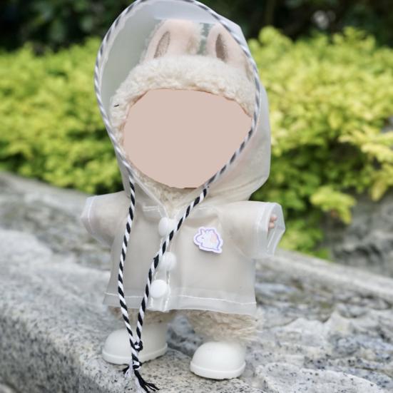 17cm Doll Raincoat Hooded Cape Small Animal Rainwear Waterproof Doll Clothes Gift for Birthday Display Collector