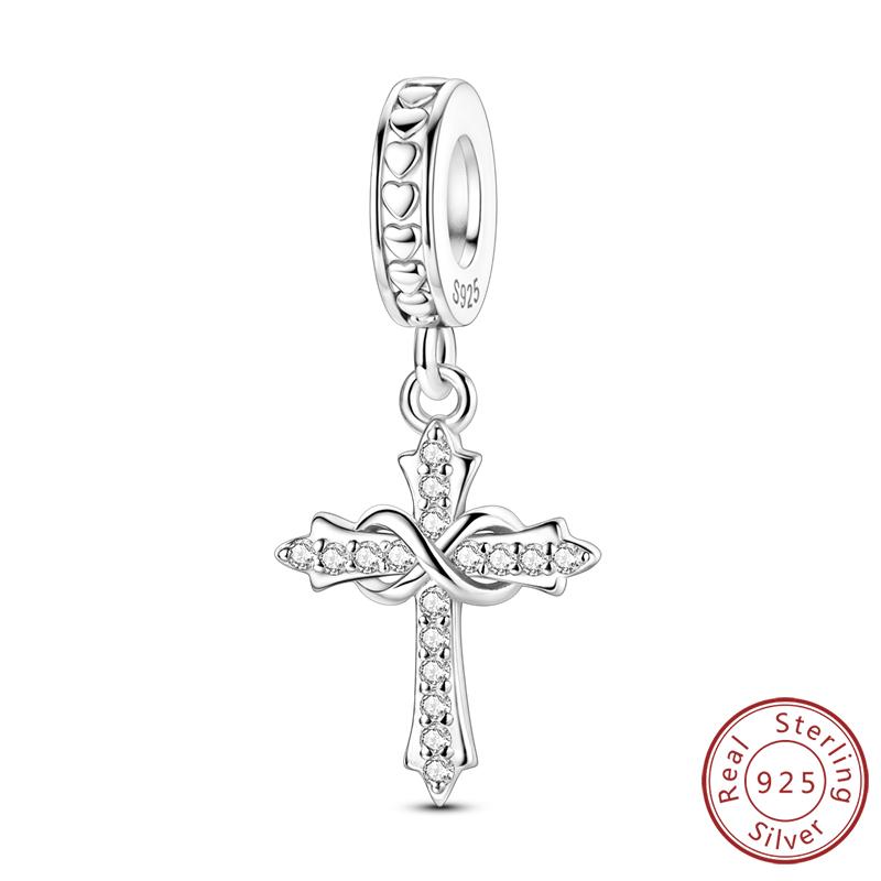 S Original Copper Charms Beads Cross Heart Whale Shark Airplane Charms Fit Bracelet Woman Diy Jewelry Gift