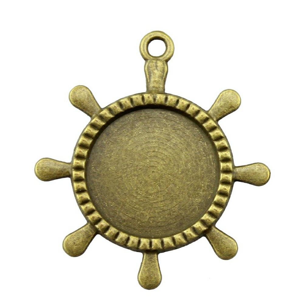 10 Stück 20mm Innenmaß Antik-Bronze Farbe 34 Stil Cabochon Fassung Anhänger Passend für 20mm Glas Cabochon