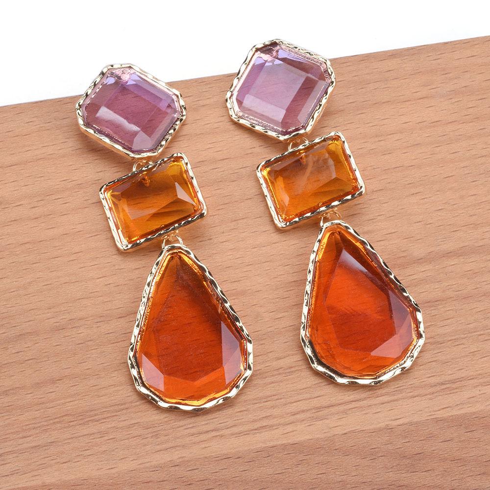 Fashion Alloy Color Resin Dangle Earrings, Exaggerated Minimalist Geometric Jewelry For Women
