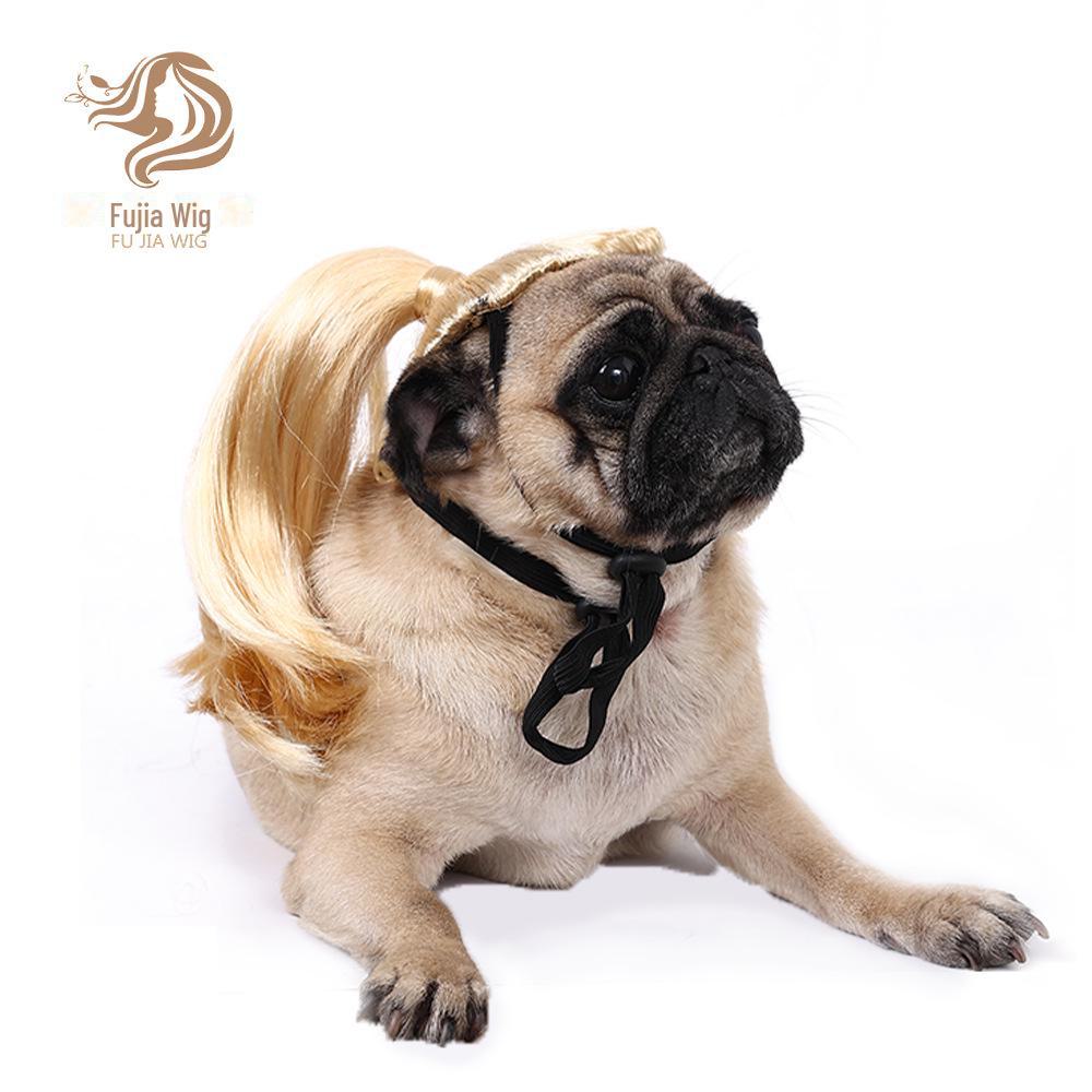 Universal Pet Wigs: Funny High Pony Hairstyles for Cats and Dogs - Perfect for Christmas and Halloween.