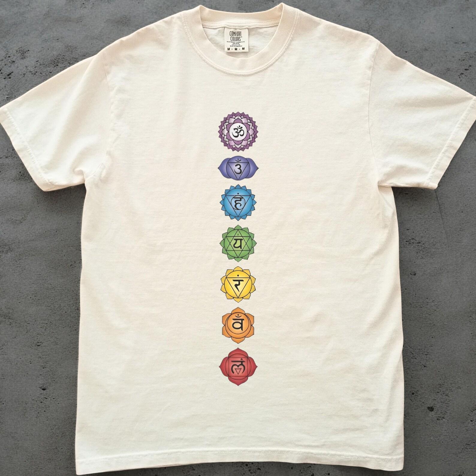 Chakra Shirt, Spiritual Yoga Tee, Seven Chakras Shirt, Meditation Top, Reiki Healing T shirt, Good Vibes Graphic Tee, Yoga Lover Gift 2XL