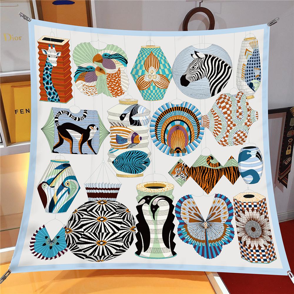90x90cm Design Scarf Lady Shawl Aniamls Pattern Printed Silk Headscarf Scarf Lady Headscarf Square Scarf Lady Wrap Scarf