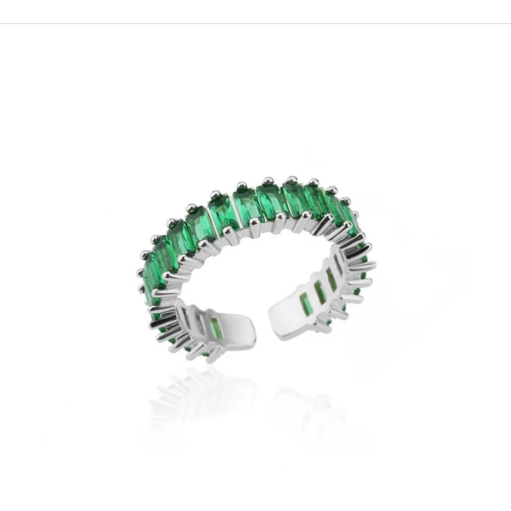 925 Sterling Silver Colored Cubic Zircon Square Rings for Women Men Gold Color Crystal Wedding Ring Luxury Jewelry Gift