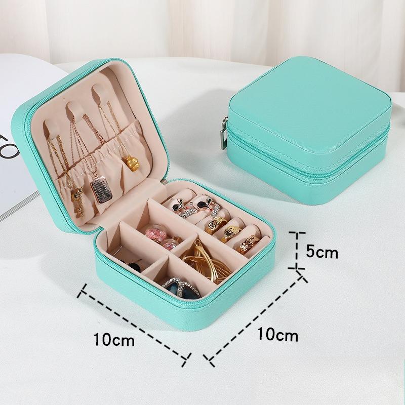 Mini scatola portaoggetti portatile per gioielli, custodia per gioielli, custodia in pelle, orecchini, collana, anello, display per organizzatore di gioielli