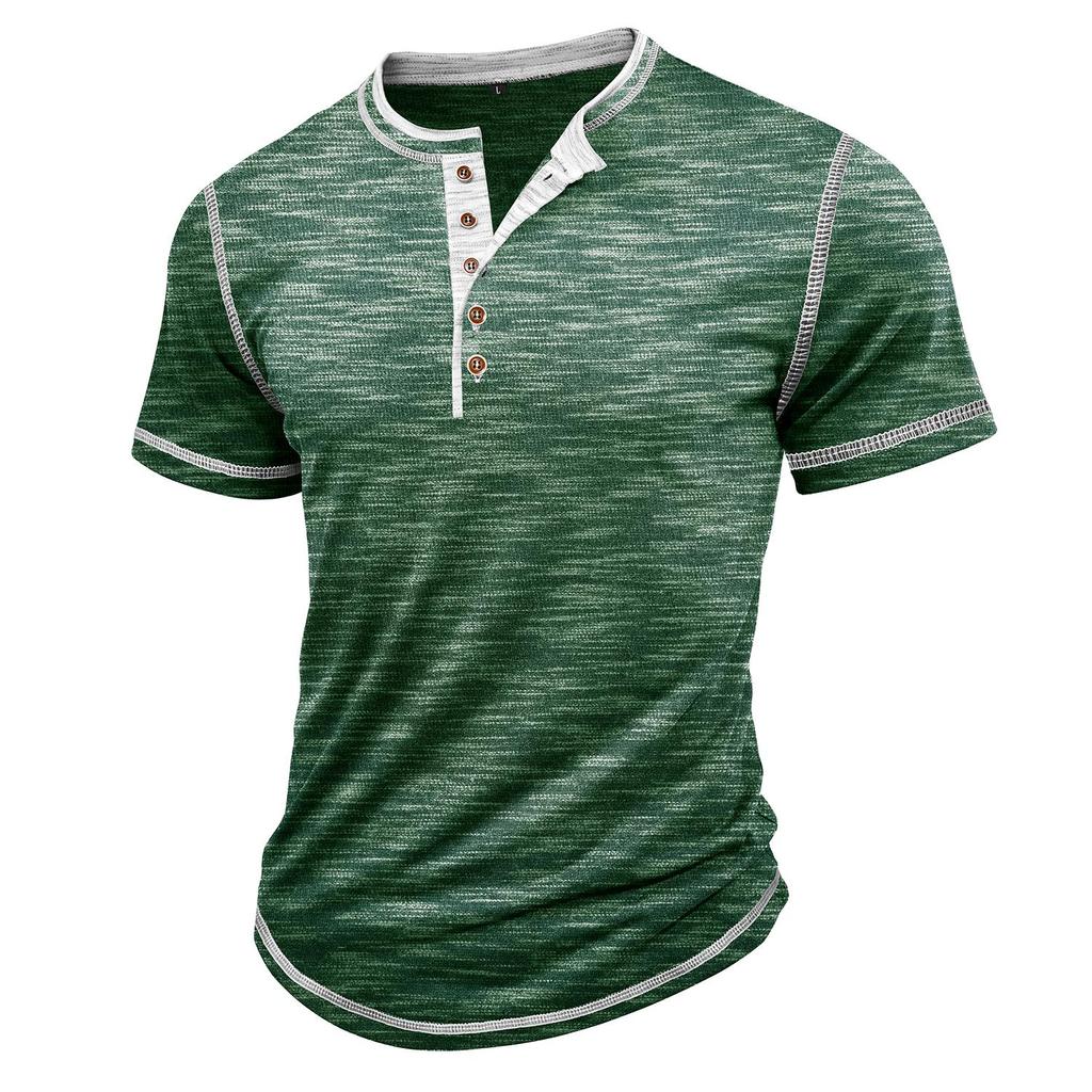 Herren Henley Shirts Color Blocked Kurzarm Rundhals Knopf Übergröße Lässig Täglich Sommer Herrenbekleidung Tops