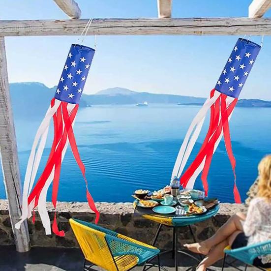 American Flag with Light Weatherproof Wind Flag Independence Day Polyester Patriotic Outdoor Display for Gardens Porches