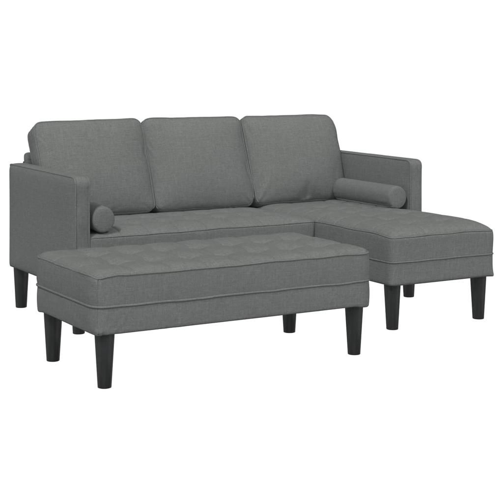 2 Piece Sofa Set with Cushions Dark Gray Polyester