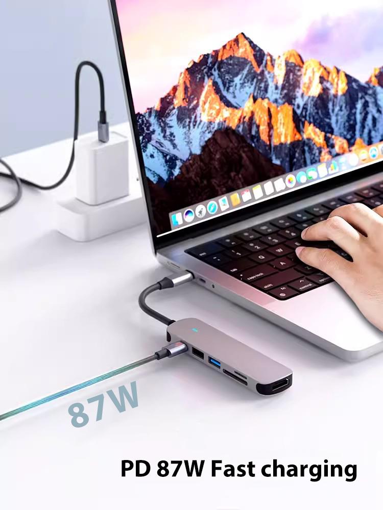 USB 3.0 Type-C Hub to 4K HDMI Adapter Thunderbolt 3 RJ45 USB C Hub VGA TF SD Reader Slot for MacBook Pro M3 M2 Air 13 2022 2021
