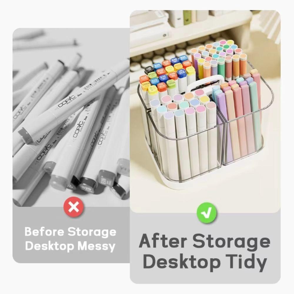 Stackable Clear Pen Holder Divided Pencil Organizer Stationery Organizer  Office Workers