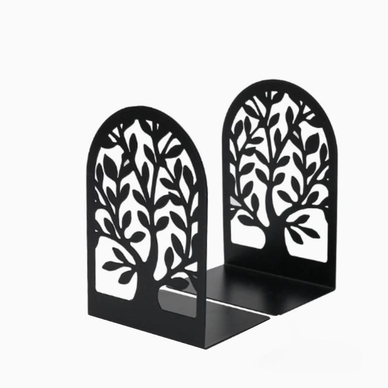 Ein minimalistisches Metall-Buchstützen-Set bestehend aus zwei Teilen - Stabile, rutschfeste Stützen für Bücher auf Bürotischen und Heimregalen