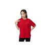 Solid Color Comfortable Loose Fit Round Neck Short Sve T-Shirt Women Tops Red LWT0076513RT00FA05172