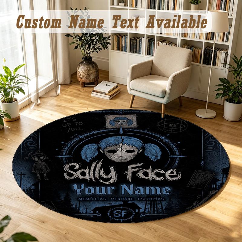 Sally Face Personalized Round Rug Support Custom Name, Soft Home Decor Mat