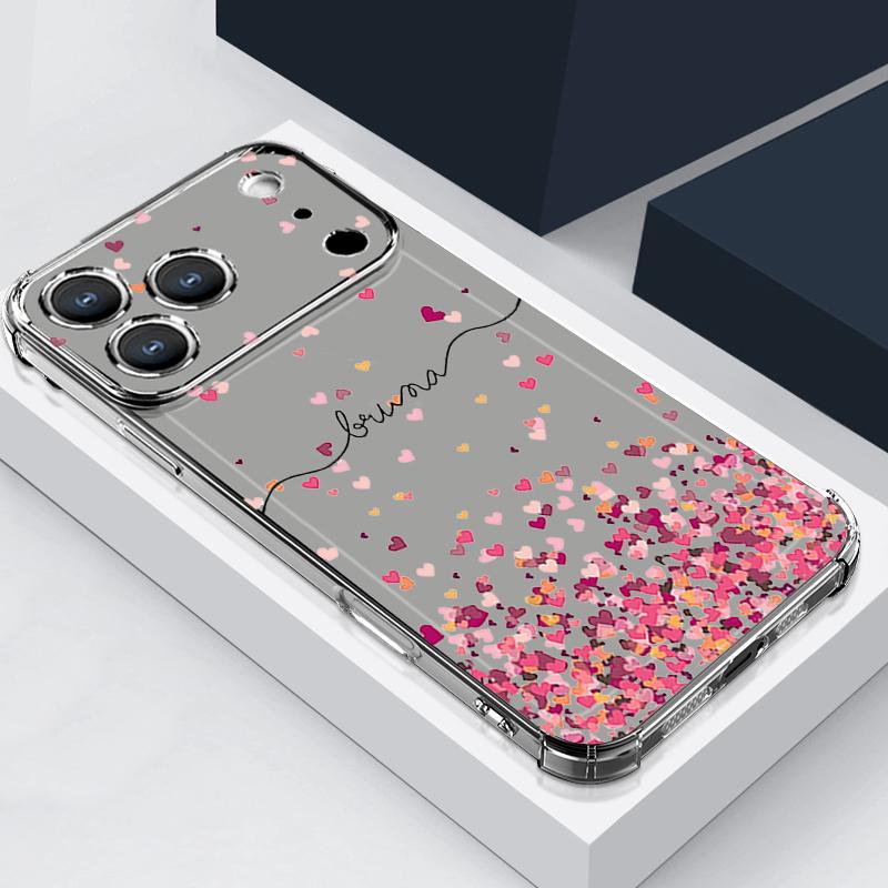 Colorful Heart Pattern Phone Case For iPhone 17e 17 16 15 Pro Max 14 13 Pro 16 Shockproof Clear Soft Card Slot Pocket Back Cover