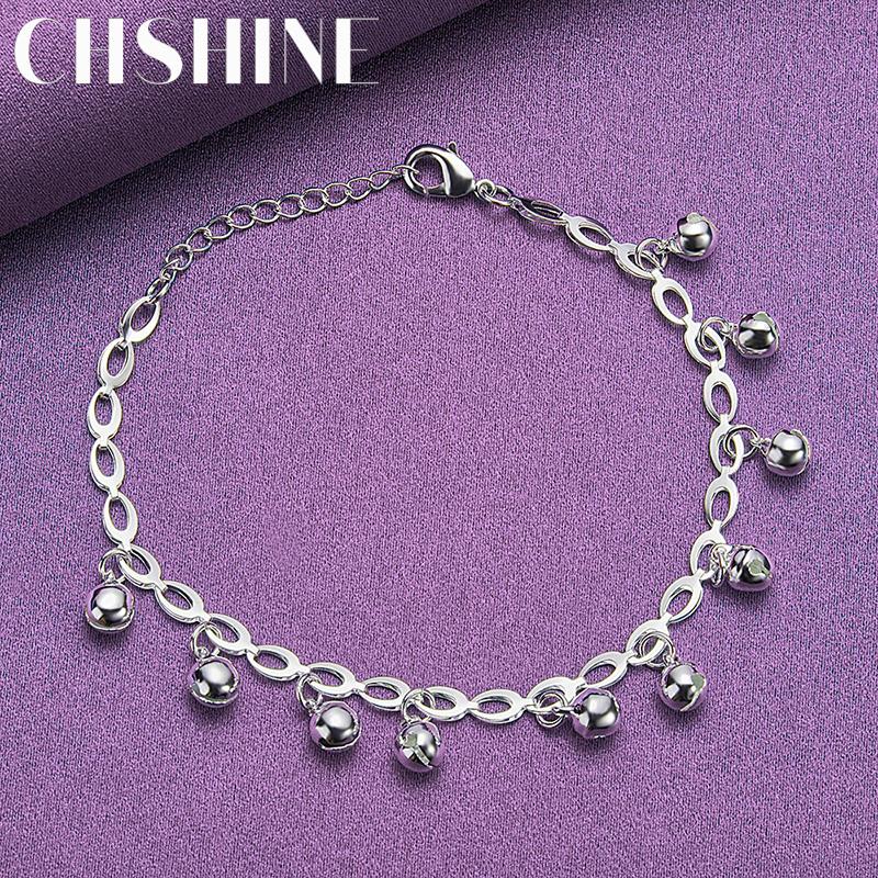 

CHSHINE Браслет-подвеска Колокольчик из стерлингового серебра 925 пробы для женщин, леди, для свадьбы, вечеринки, модное шарм-украшение 20CM 8inches