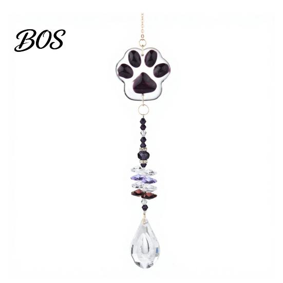 K9 Crystal Wind Chime Cat Paw Chimes, Suncatchers for Windows Hanging, Window Hanging Decor Prism Rainbow Maker Indoor Outdoor Home Garden Multi-color