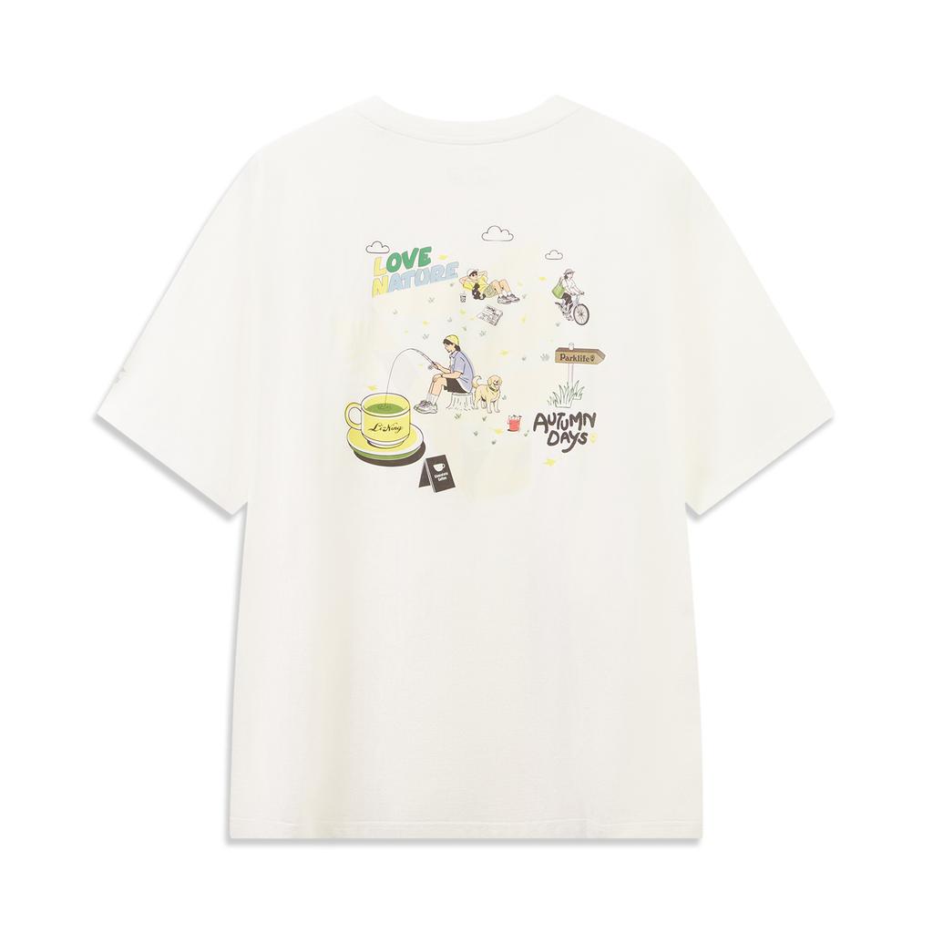 Li-Ning T-Shirts Men's Ivory Crew Neck Moderate Straight Fit