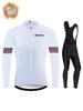 Winter Cycling Jersey Sets Thermal Fleece Bike Jersey + Bib Pants, Long Sleeve Cycling Clothing Sets for Man