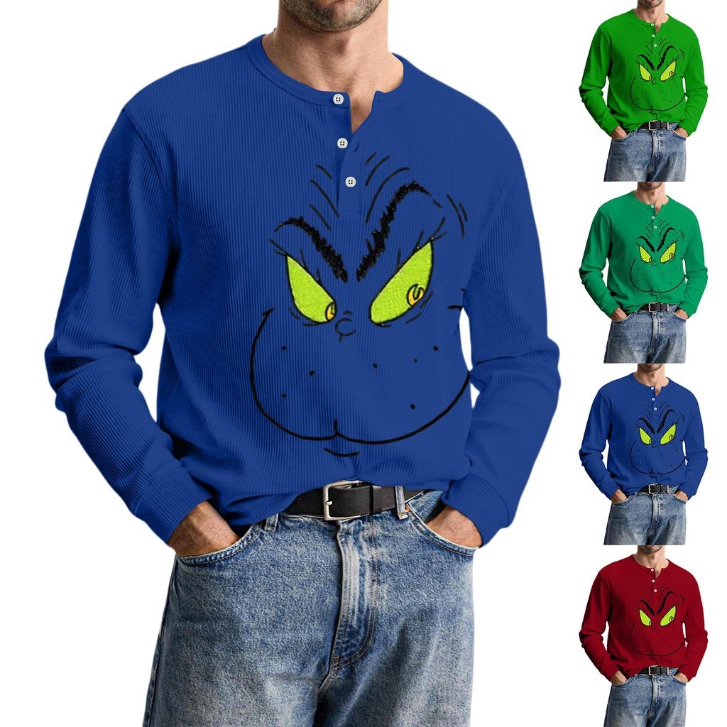 Men's Casual Knit Button-Up Long-Sleeve Shirt