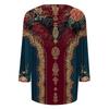 Trendy Vintage 3/4 Sleeve Top For Women,Ladies Casual Three Quarter Sleeve Round Collar Printed T-Shirt Blouse