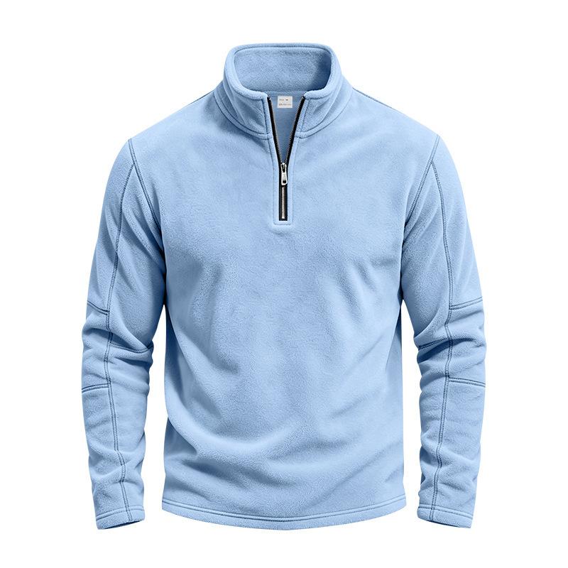 Men S Fleece Stand Collar Zip Sweatshirt Loose Casual Autumn Winter