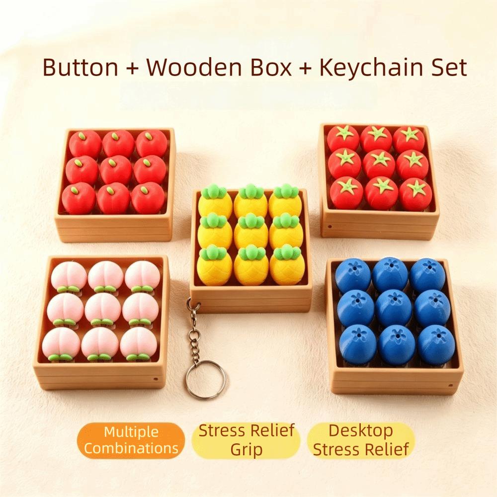 Simulation Fruit Keycaps Clicker NineGrid Keyboard Pendants Press Button Keychain Birthday Gift