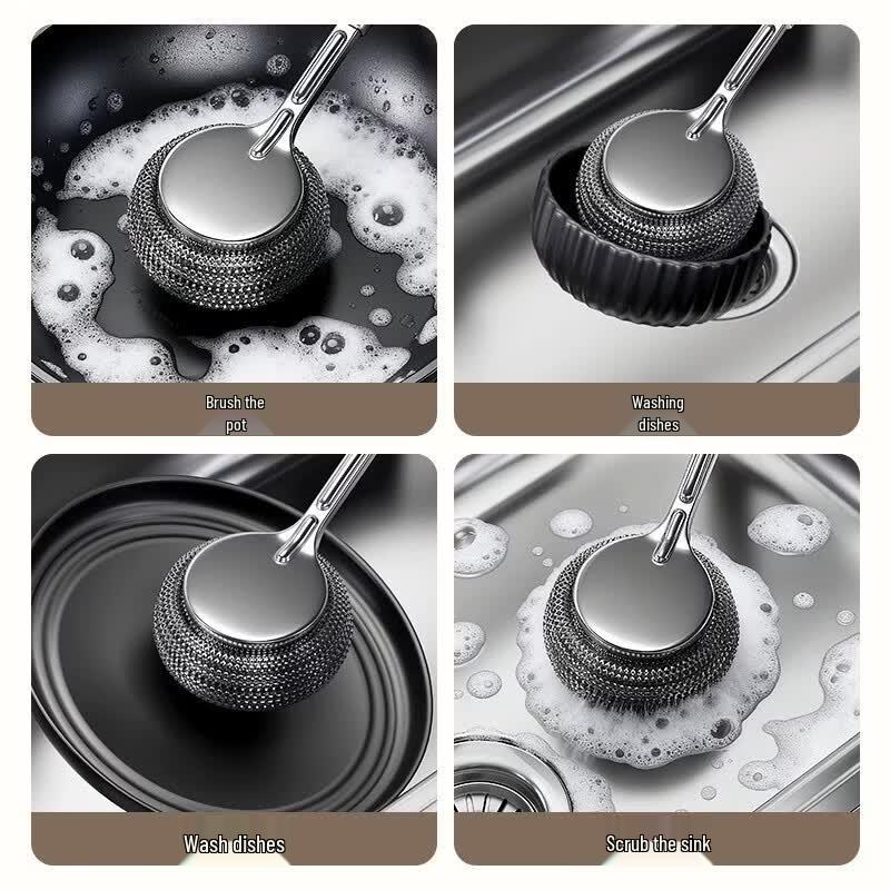 Stainless Steel Long Handle Pot Scrubber