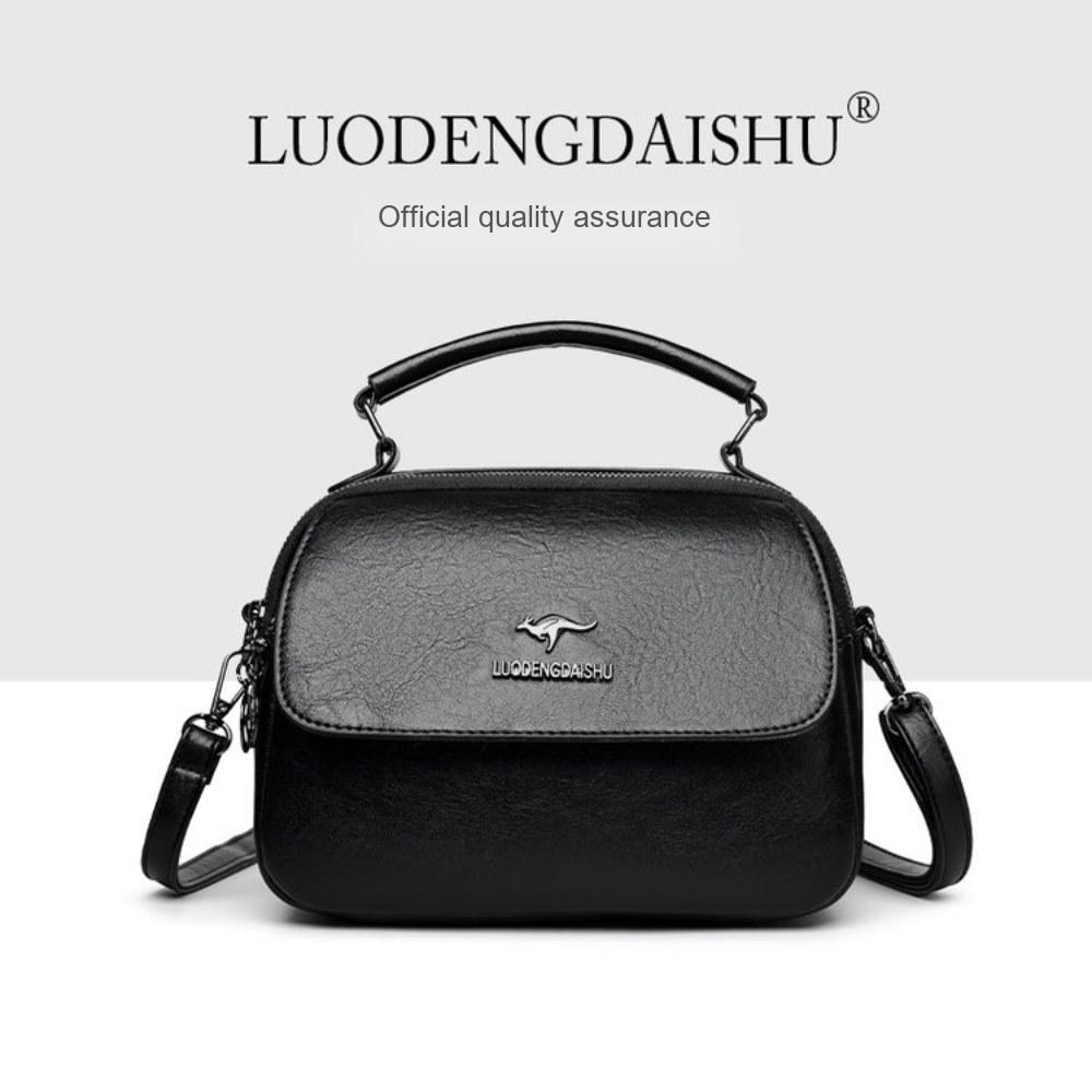 Women Multi Compartment Soft Faux Leather Handbag with Detachable Crossbody Strap for Daily Commute