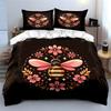 Bee Floral Decor Set Soft Comfortable Duvet Cover Bedding Set Included 1*Duvet Cover & 2*Pillowcases, Gift
