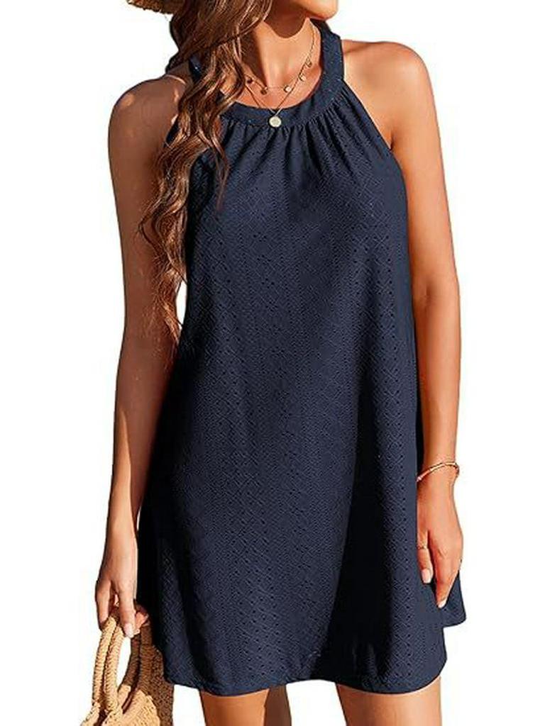 Ärmelloses Häkel-Badeanzug-Strandkleid für Damen