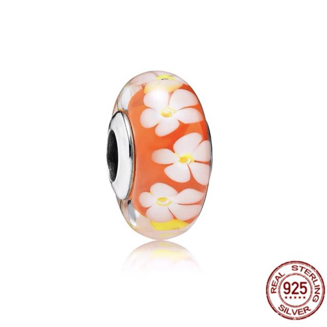 925 Sterling Silver White Red Blue Lucky Four -Leaf Clover Murano Glass Charm Jewelry Bead Fit Sweet Fasion Bracelet