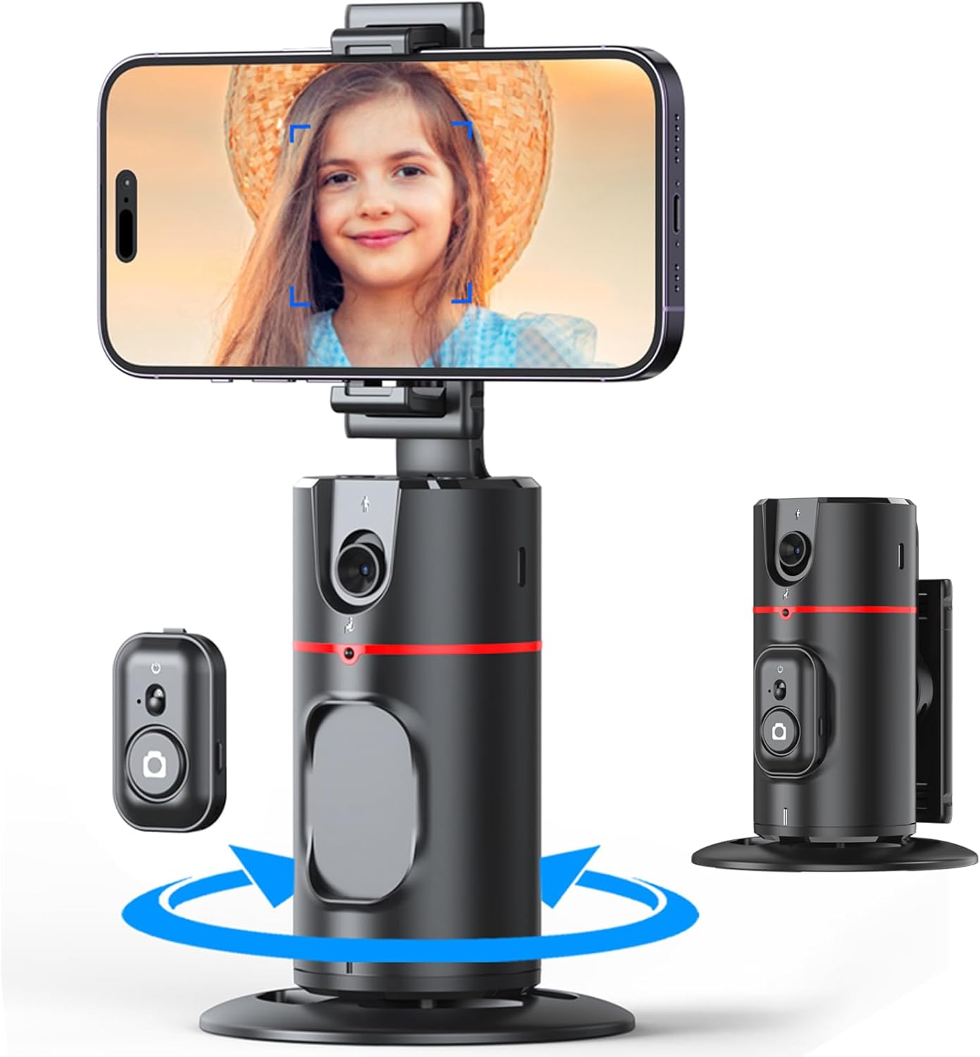 

360 Rotation Follow-up Gimbal Stabilizer Monopod Desktop Tracking Gimbal with Remote for Phone Vlog Live Photography чорний