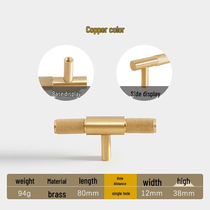 American Style Brass Wardrobe & Cabinet Door Handle - Retro French Copper Design