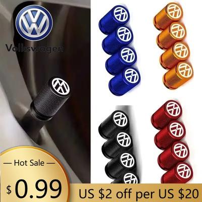 For VOLKSWAGEN VW 4PCS Laser Logo Alloy Car Wheel Stem Valve Caps for Volkswagen Rline GTI Jetta Tiguan Scirocco Sagitar Touareg