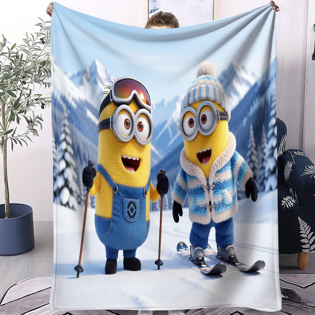 Minions Fan Essential Cover Blanket All Season Soft Fluffy Comfortable For Bed Bedroom Dorm Sofa Lunch Camping Collection Gift