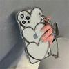 Luxury Stylish Silver Love Heart Mirror Portable Bracelet Case For iPhone 13 12 14 15 16 Pro Max 11 Plating Love Aesthetic Cover