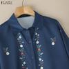 ZANZEA Women Turn Down Collar Casual Long Sleeve Print Blouse