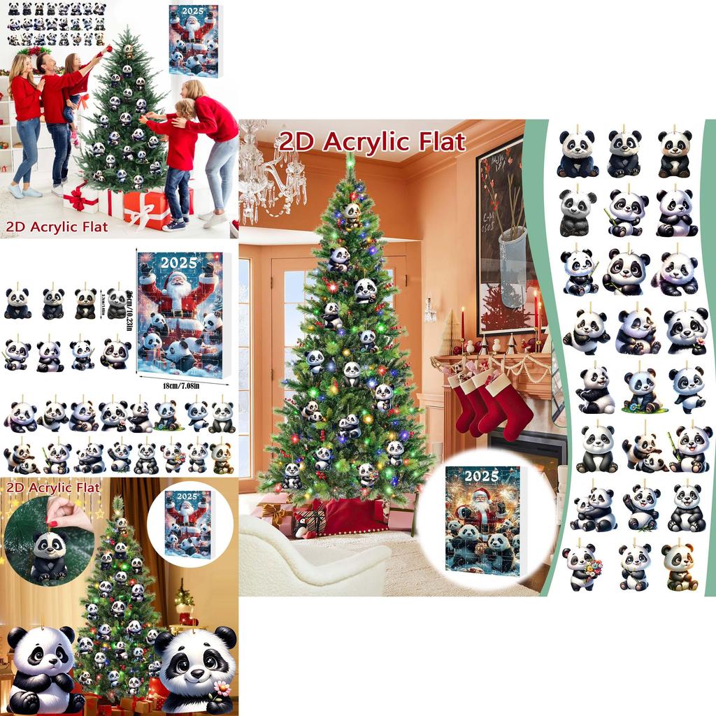 Christmas Panda Advent Calendar Blind Box With 24 Acrylic Decor For Holiday Gift Giving