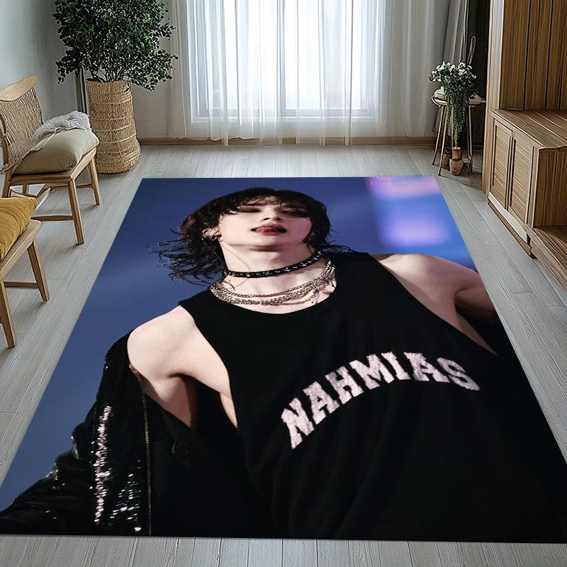 Hyunjin Kpop Stray Kids Star Living Room Non-Slip Area Rug Soft Carpet for Bedroom Kids Playroom Sofa,Home Decor Doormat Gift