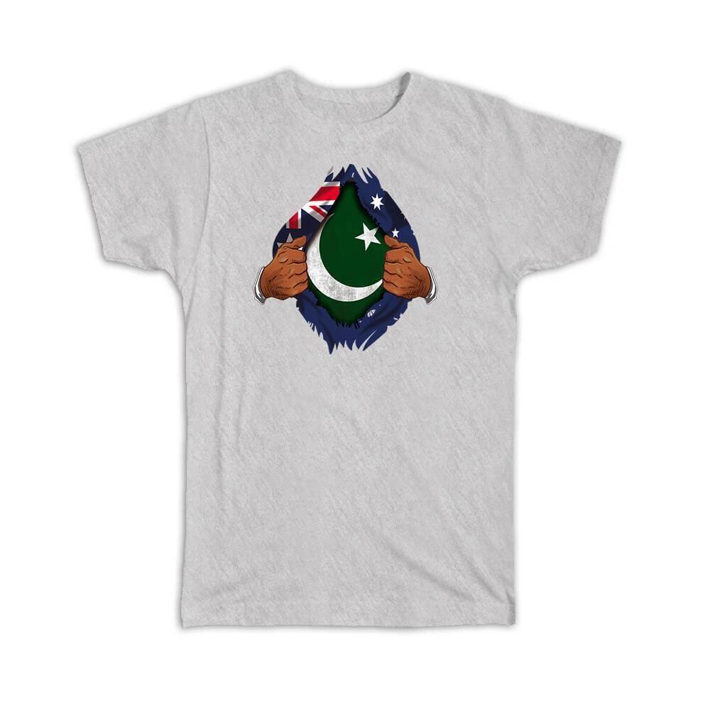 Gift T-Shirt : Pakistan Australian Flag Chest Pakistani 2XL