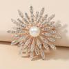 Large Double Layer Flower Brooch Pin Inlaid Faux Pearls Ladies Clothes Accessories Gift