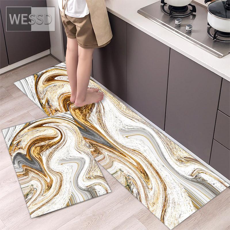 

Абстрактные чернила, живопись, кухонные коврики, нескользящие, моющиеся, впитывающие, простой кухонный декор, бегун, набор ковриков для ванной комнаты, 40x60 см, 40x120 см, 2 шт. 40x60cm+40x120cm