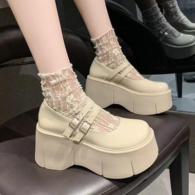 Damen Mary Jane Schuhe Lolita Einfarbig Heiß Verkauf Mode Schlichte Hohe Absätze Outdoor Dick Niedrig Rutschfest Damenschuhe
