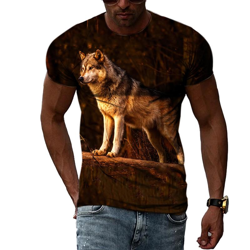 Casual Men's Animal Print T-shirt Hip-hop Elements Street Trend Round Neck Dress Personality Fashion New Summer Short Sleeve Top