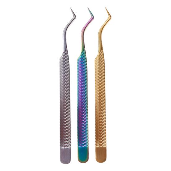 Yousheng Nail Art Clip Good Elasticity Anti-static Non-slip Tight Bite Stainless Steel Fish Stripe High Precision Eyelash Tweezer Makeup Supply