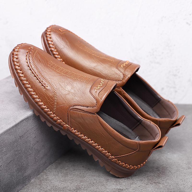 2025 Stylish European Men's Loafers: Trendy Light Luxury Genuine Leather Breathable Casual Shoes
