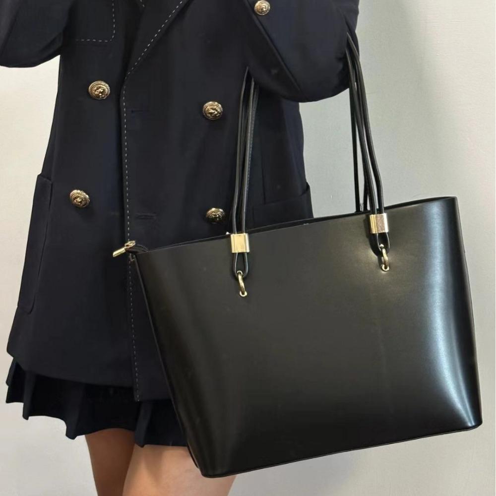 Black Bag Women's 2023 New Tote Bag Commuting Large-capacity College Student Class Bag Student Portable Shoulder Bag