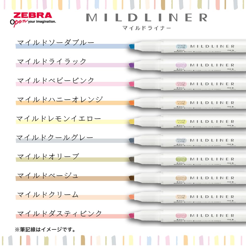 Zebra Mildliner Highlighter Gentle Natural Set Pens, & Mild, 10-Color (WKT7-10C-YNTC)