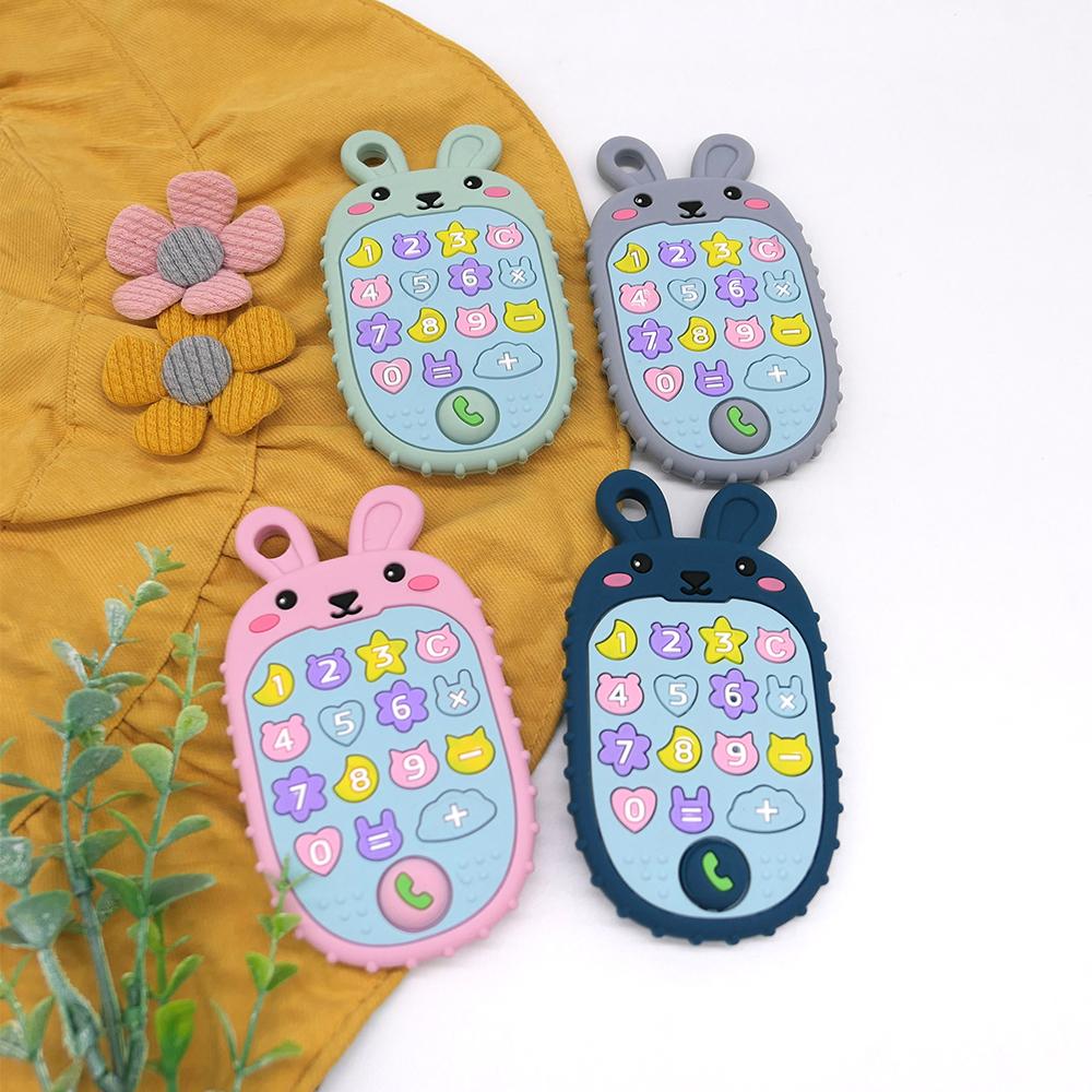 Neuer Babybeißring Handyform Silikonbeißring Zahnungsspielzeug Kinder Sensorisches Lernspielzeug Babygeschenkset